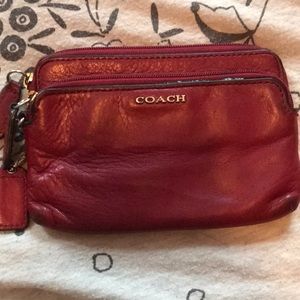 Red coach leather wallet